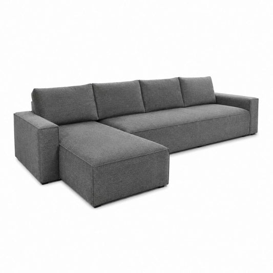 Canapé d'angle en L gris en polyester 280 x 160 x 85 cm