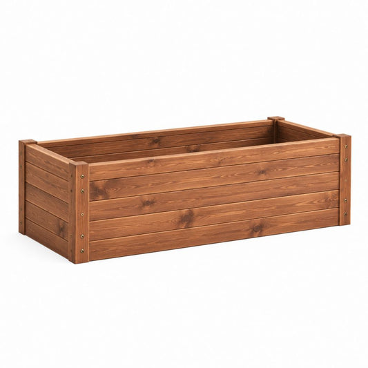 Bac potager surélevé rectangulaire marron en bois massif de pin 120 x 60 x 45 cm