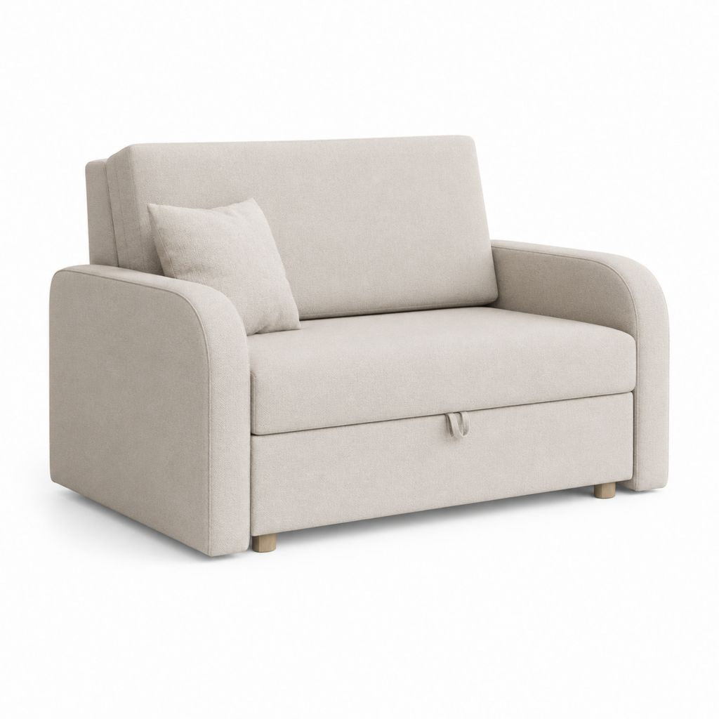 Fauteuil convertible 1 place beige en polyester avec couchage 190 x 80 cm 110 x 92 x 86 cm