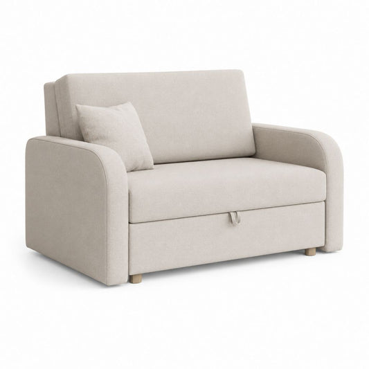 Fauteuil convertible 1 place beige en polyester avec couchage 190 x 80 cm 110 x 92 x 86 cm