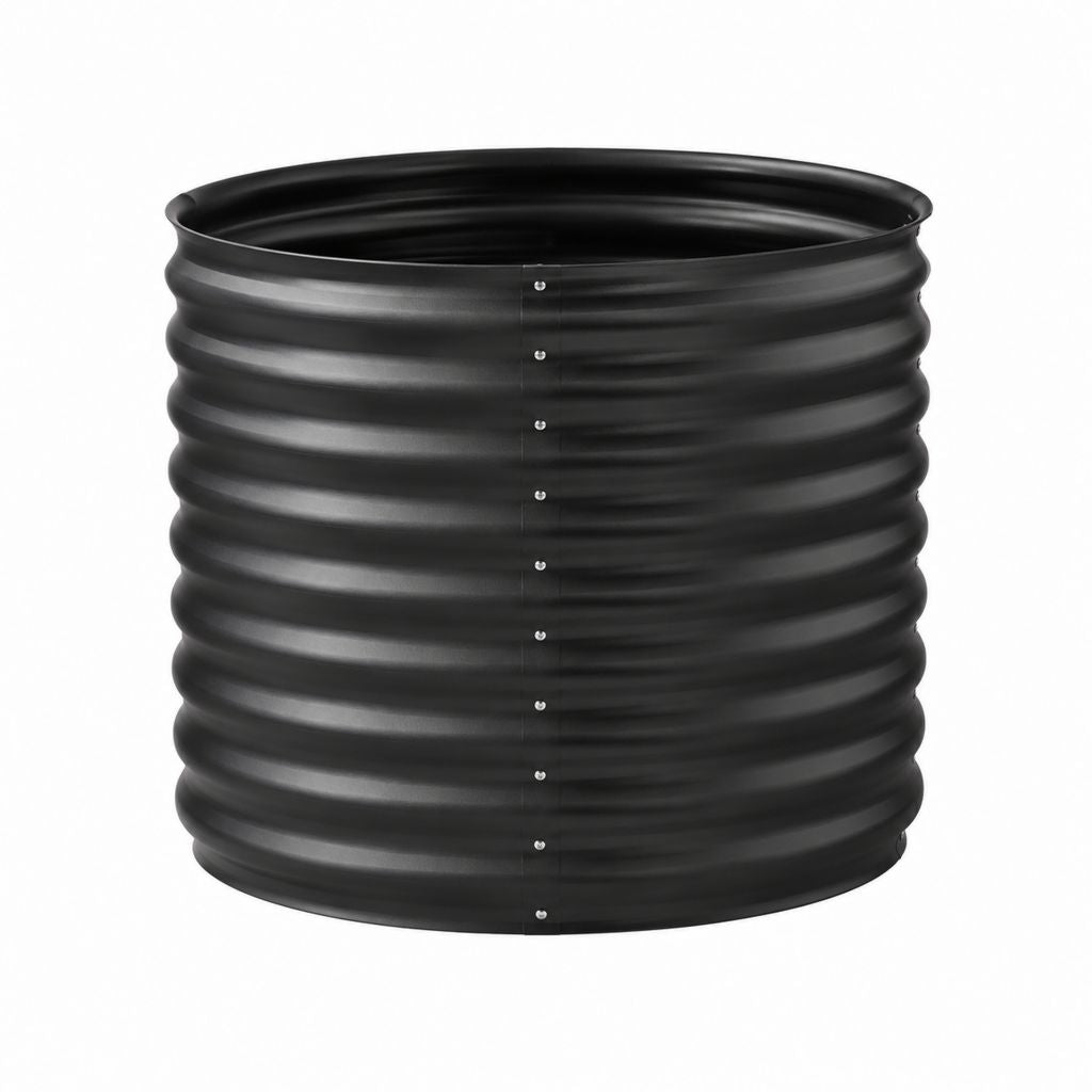 Bac à fleurs rond en acier galvanisé noir Ø 60 x H 60 cm