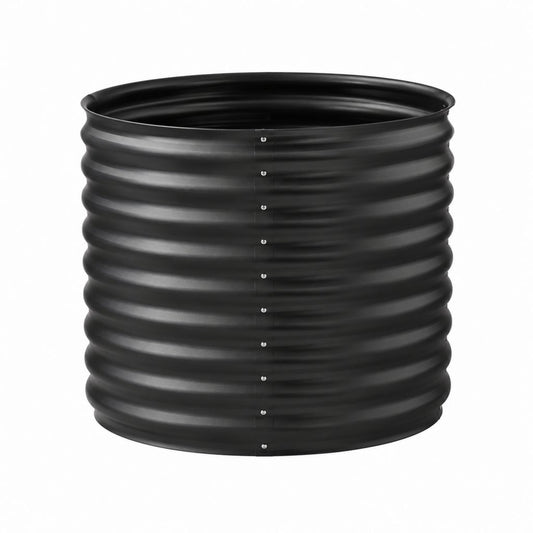 Bac à fleurs rond en acier galvanisé noir Ø 60 x H 60 cm