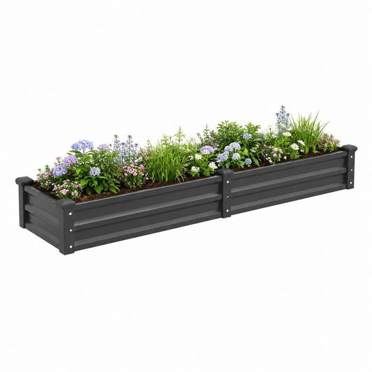 Jardinière surélevée rectangulaire gris anthracite en acier galvanisé 240 x 60 x 30 cm