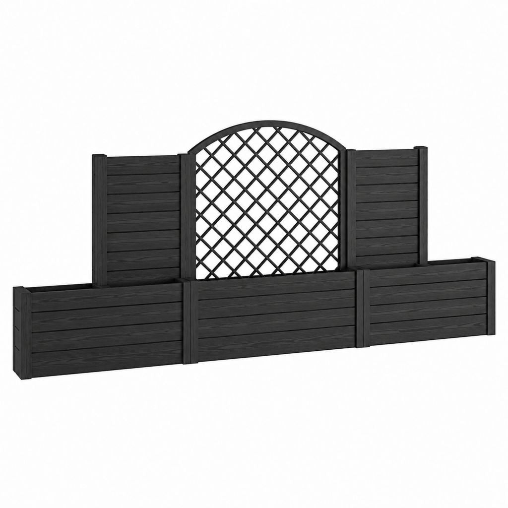 Jardinière avec treillis noir en bois de pin massif rectangulaire 160 x 40 x 142 cm