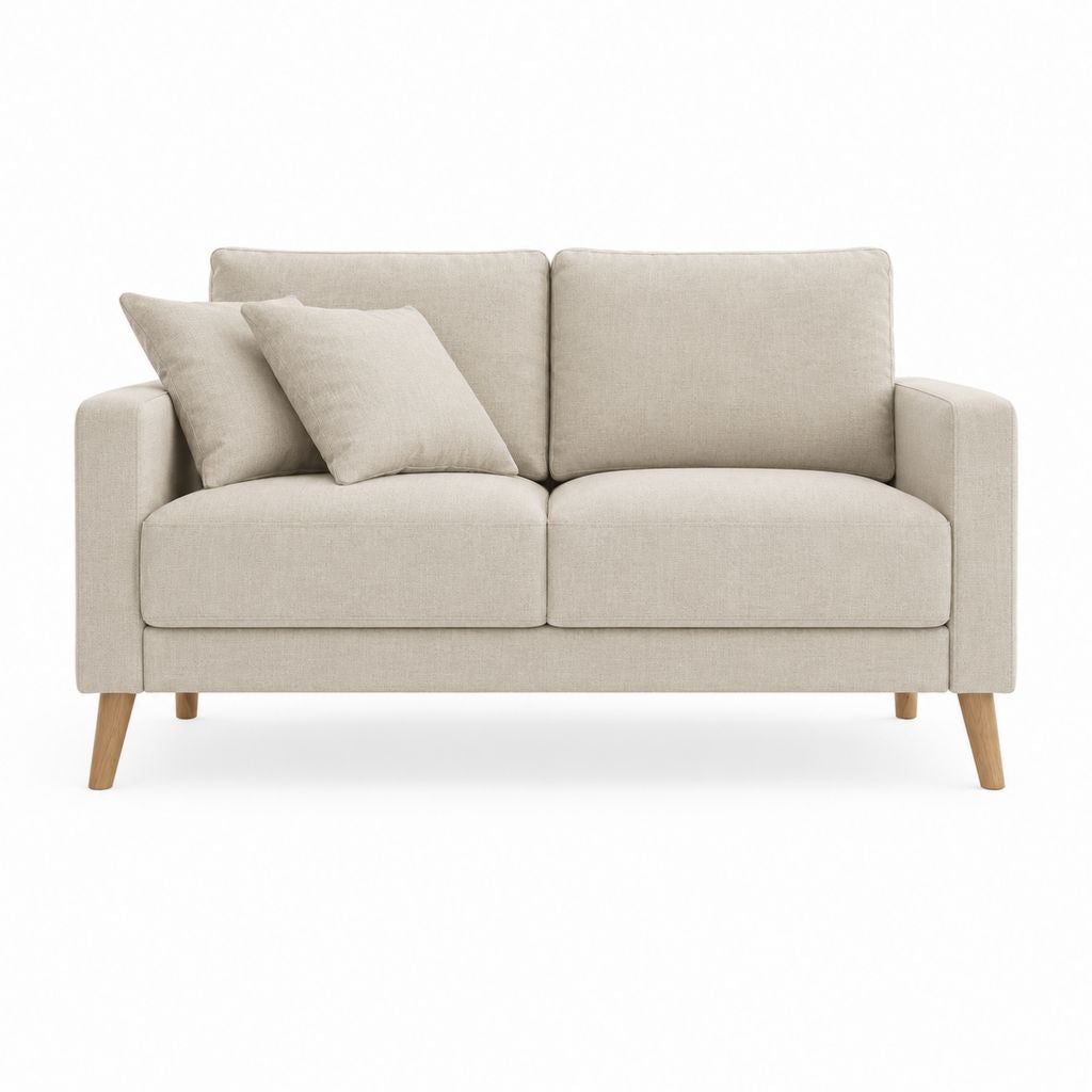 Canapé 2 places beige en polyester forme rectangulaire 160 x 85 x 85 cm