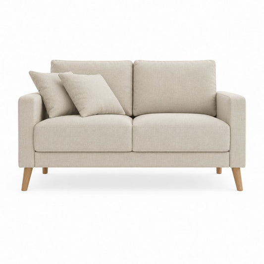 Canapé 2 places beige en polyester forme rectangulaire 160 x 85 x 85 cm